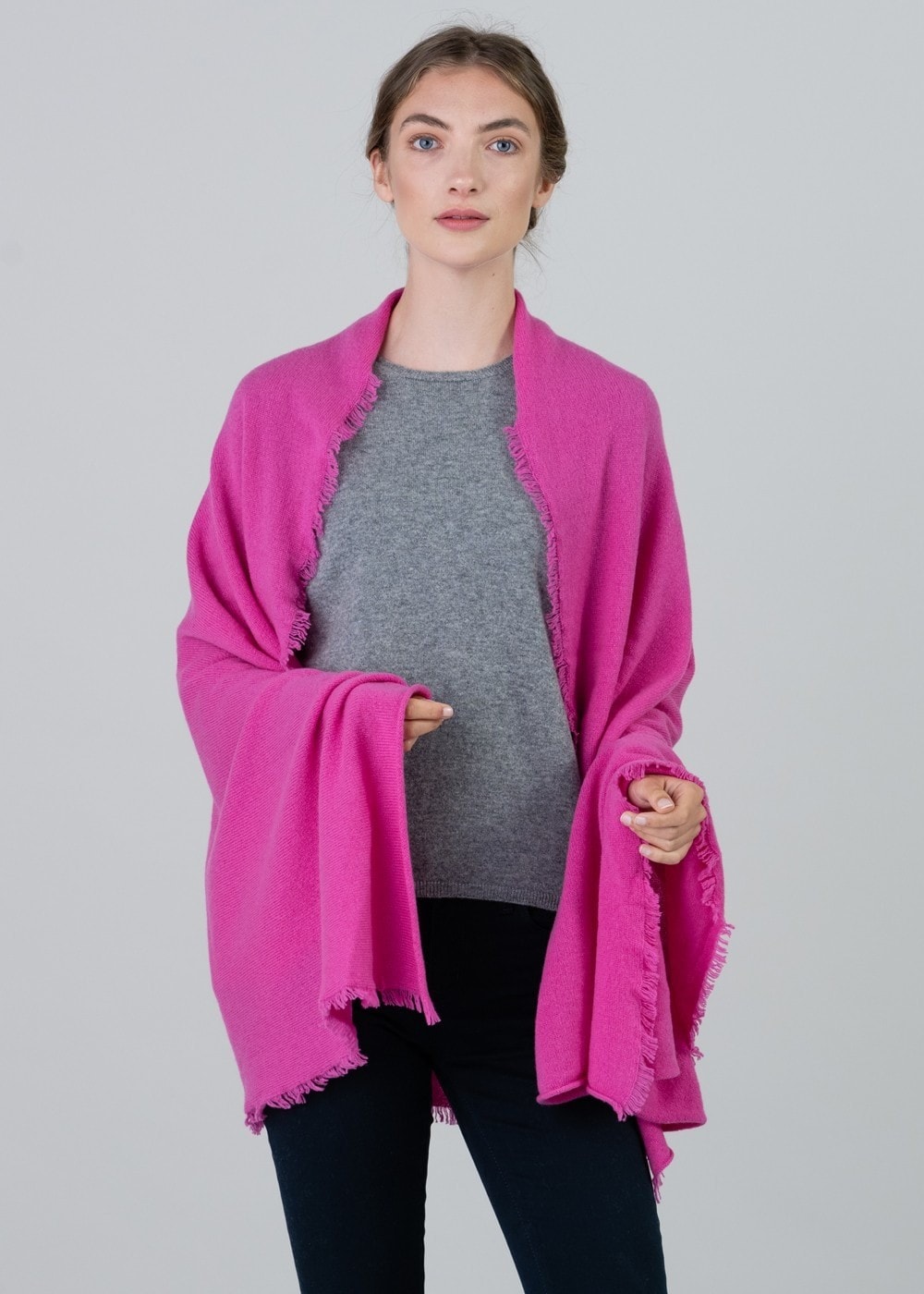 Poppy Cashmere Wrap - Infra Pink - 3