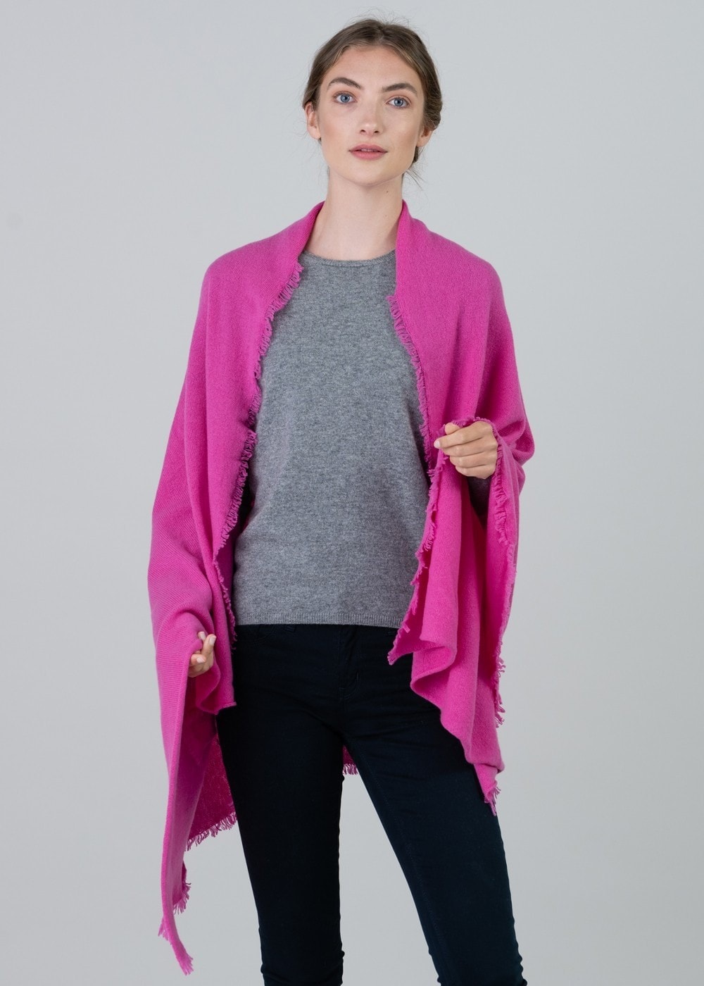 Poppy Cashmere Wrap - Infra Pink - 5