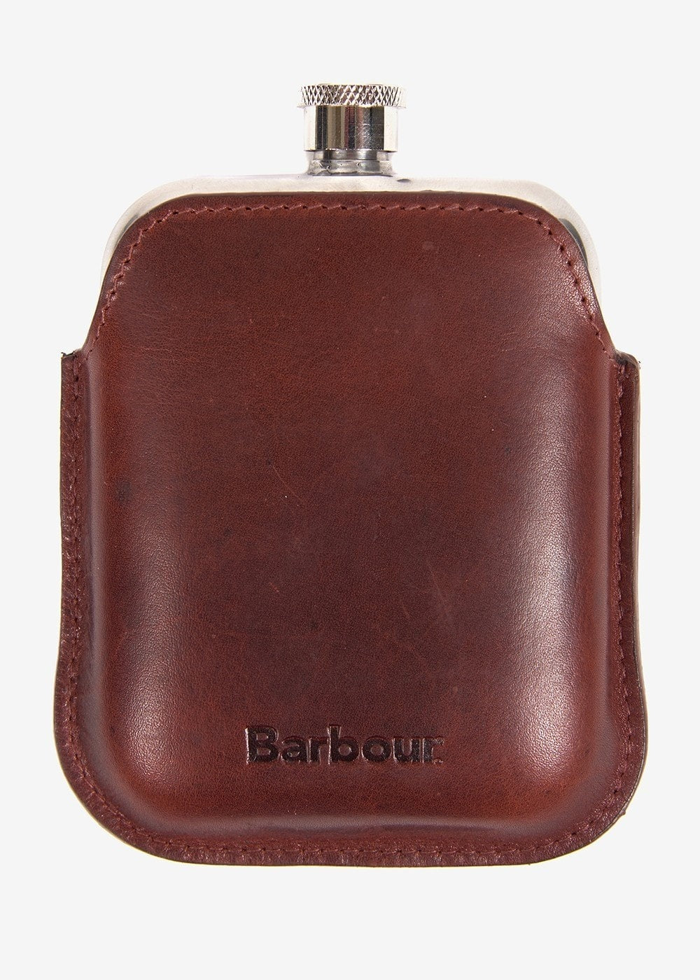 Wax Leather Hip Flask - Dark Brown - 1