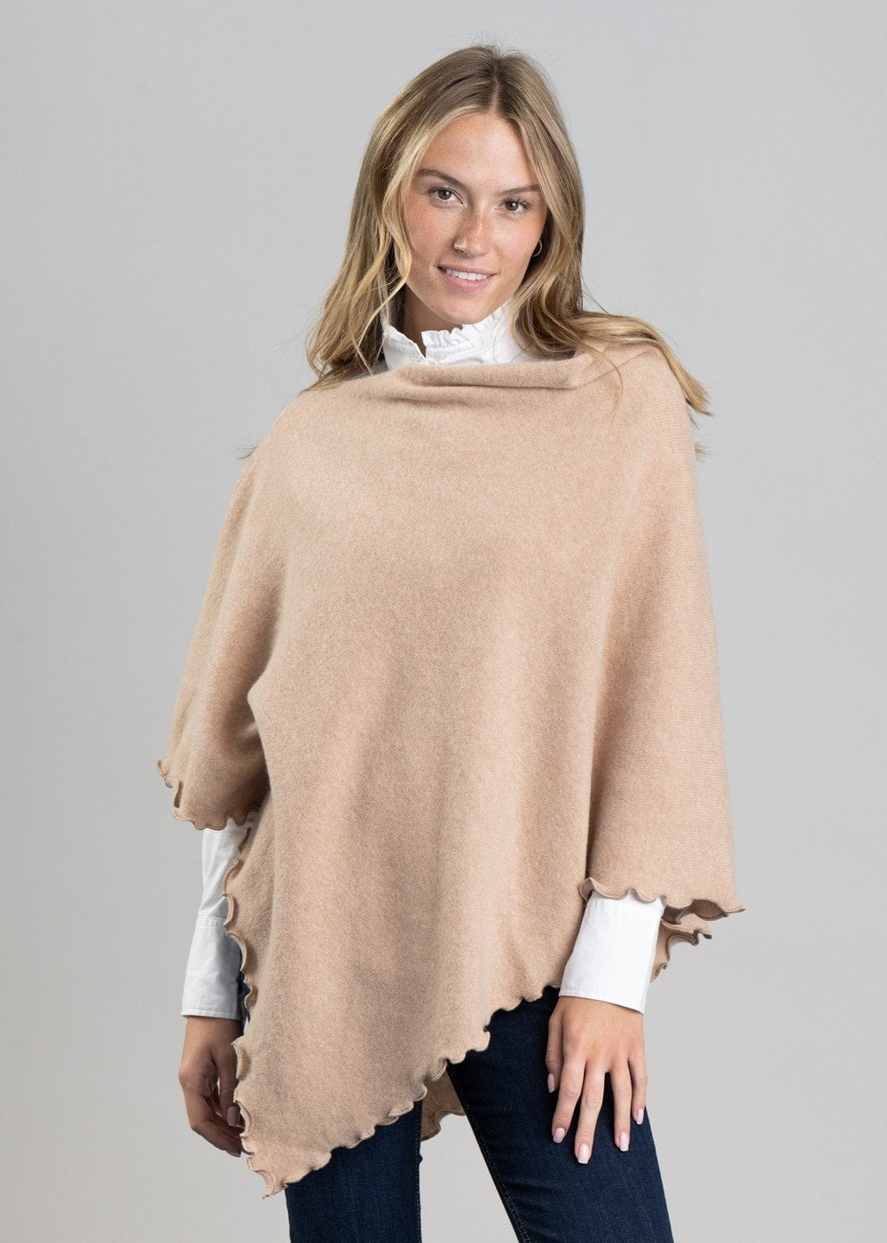 Lindsey Lambswool Poncho - Oatmeal - 3