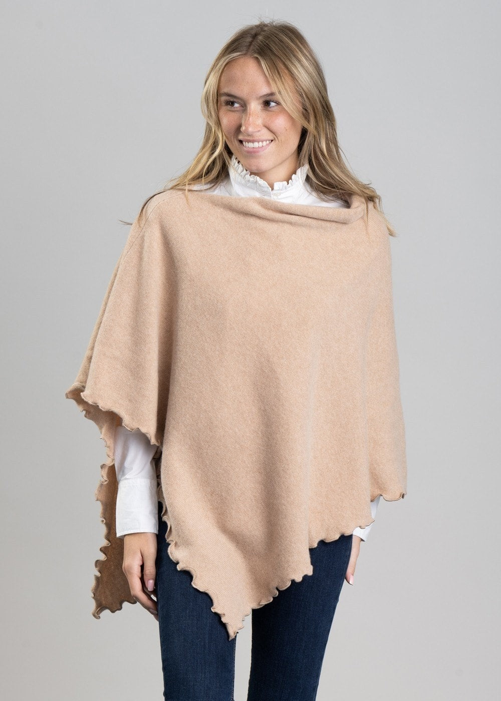 Lindsey Lambswool Poncho - Oatmeal - 4