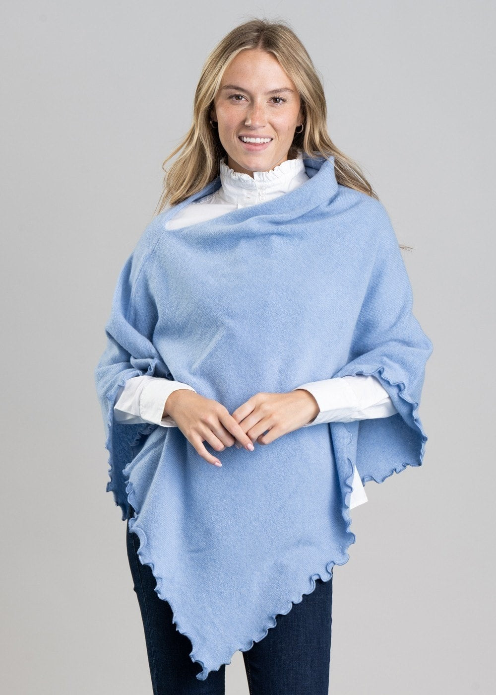 Lindsey Lambswool Poncho - Iceberg - 1