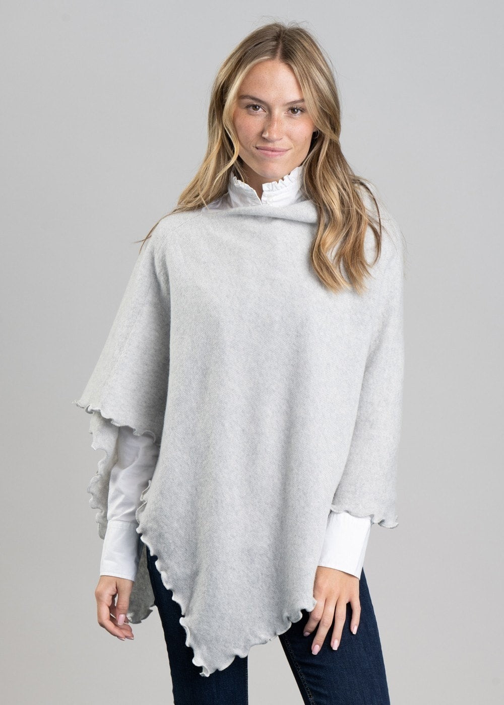 Lindsey Lambswool Poncho - Zinc - 1