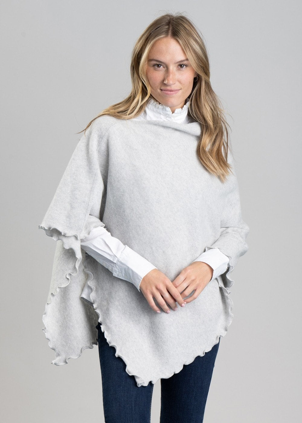 Lindsey Lambswool Poncho - Zinc - 2