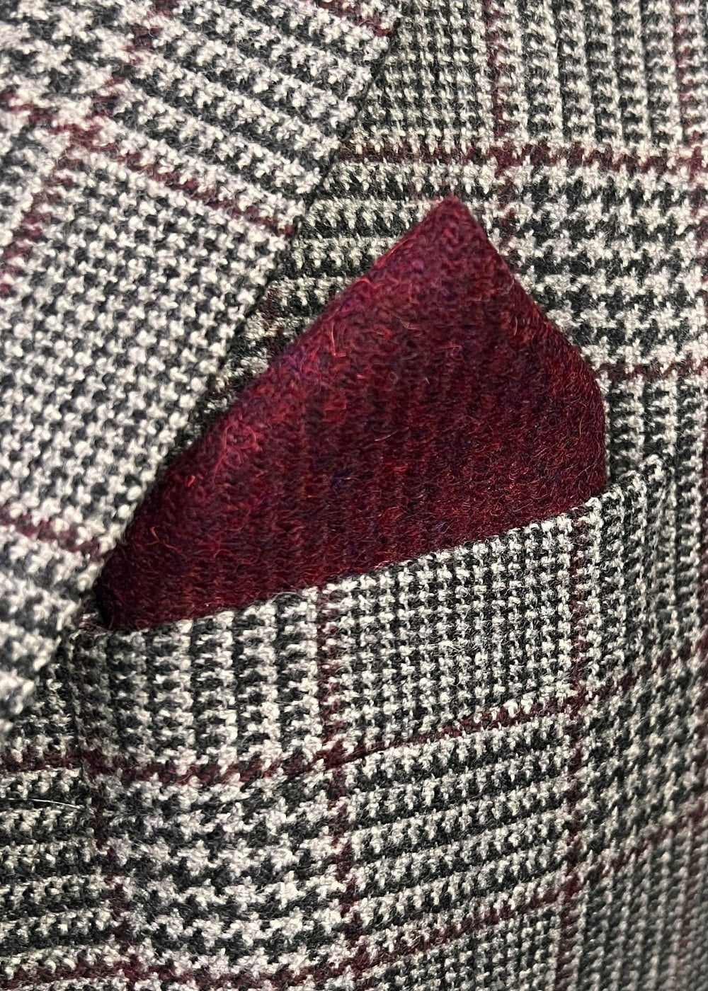 Harris Tweed Pocket Square - Wine - 1