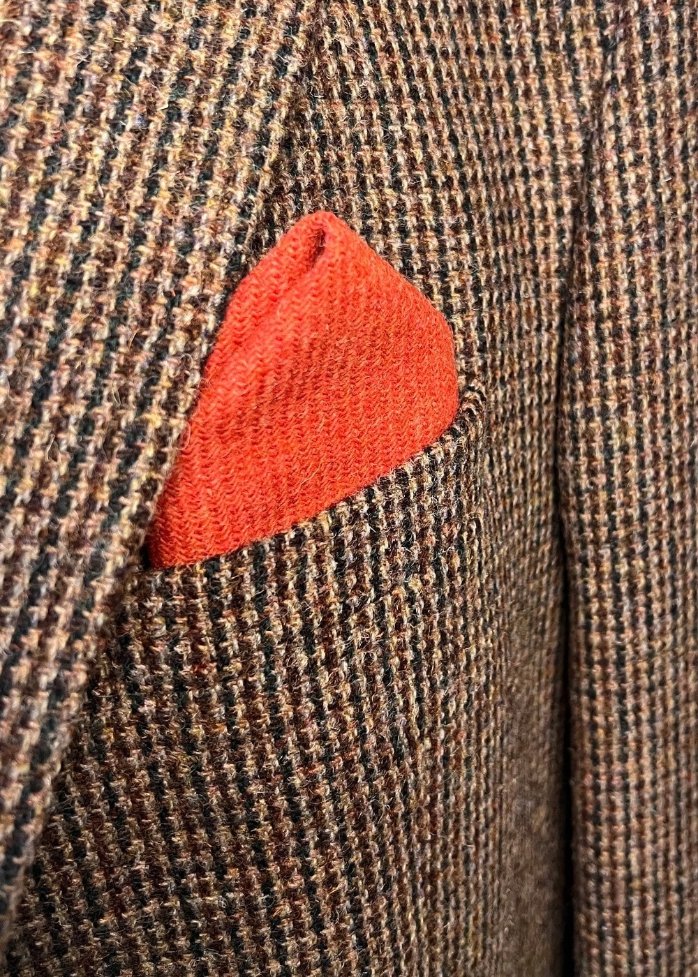 Harris Tweed Pocket Square - Rust Orange - 1