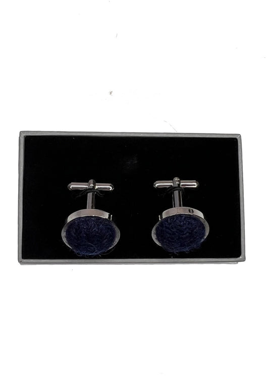 Harris Tweed Cufflinks - Navy - 0