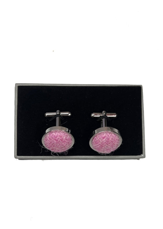 Harris Tweed Cufflinks - Pale Pink - 0