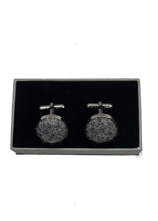 Harris Tweed Cufflinks - Dark Grey - 0