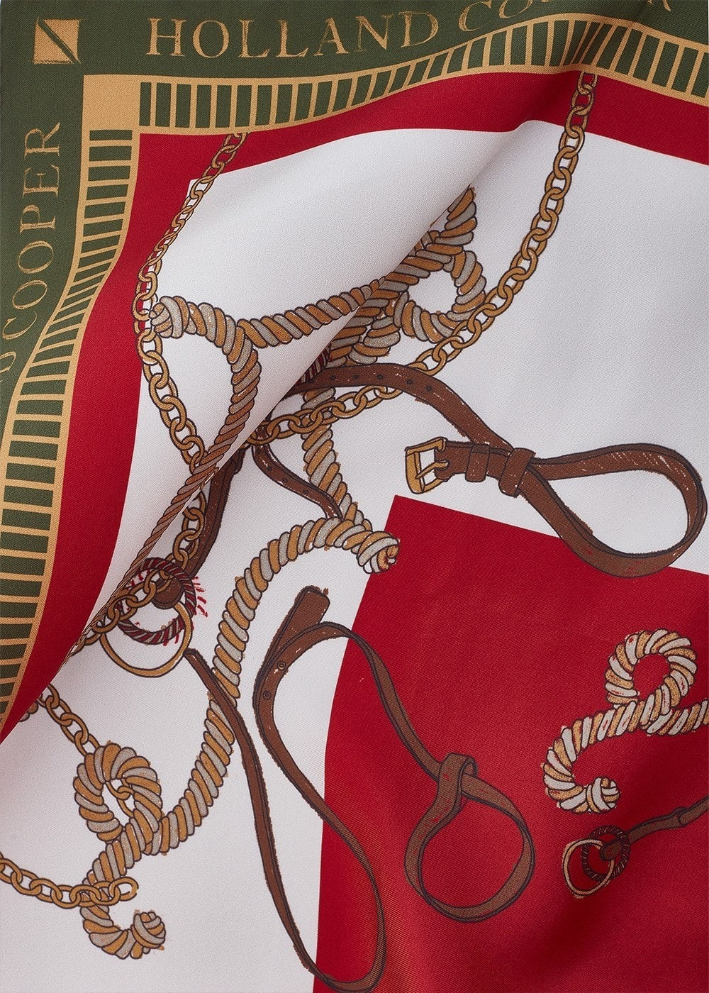 Regal Horse Silk Scarf - Racing Green & Heritage Red - 4