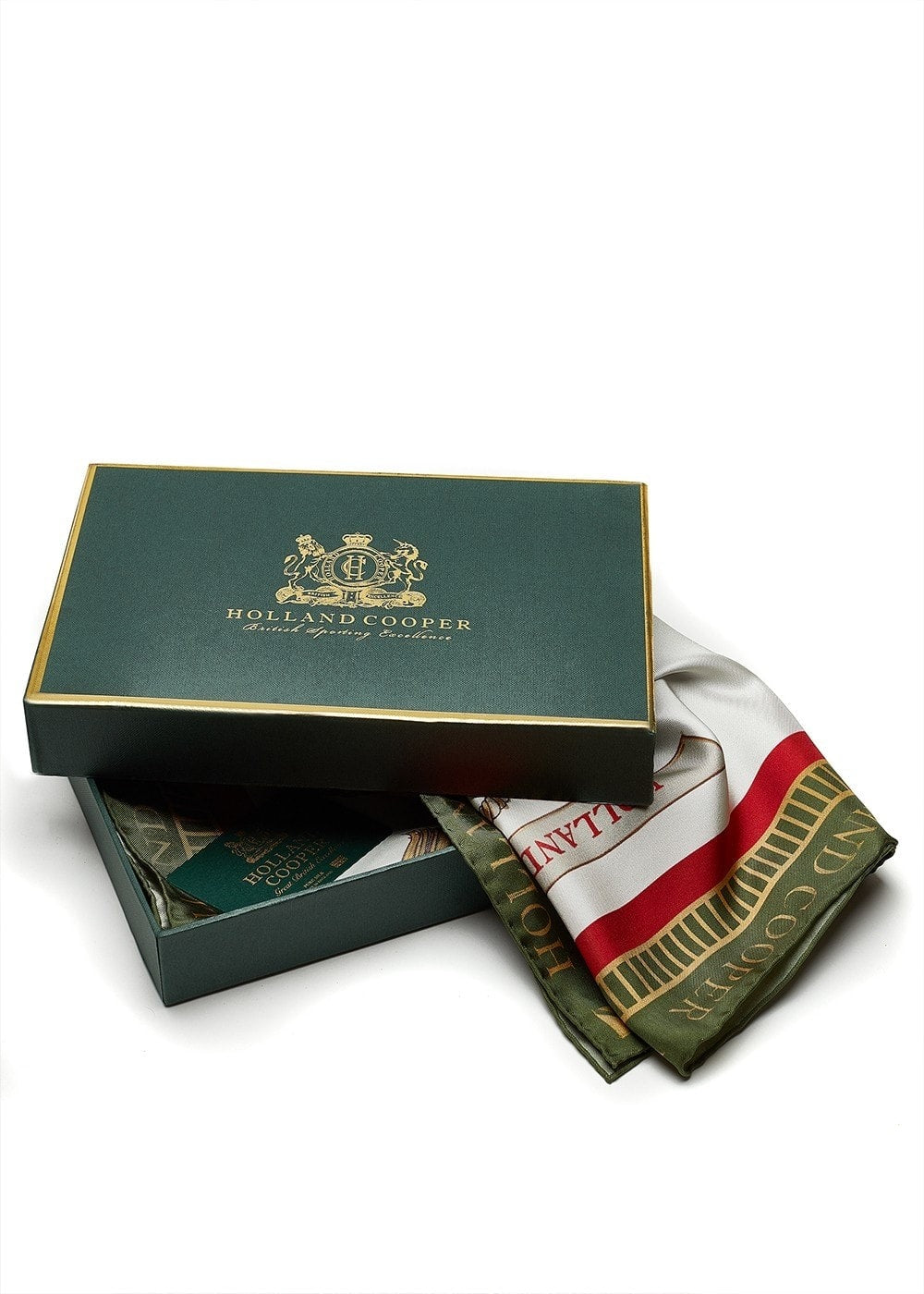 Regal Horse Silk Scarf - Racing Green & Heritage Red - 5