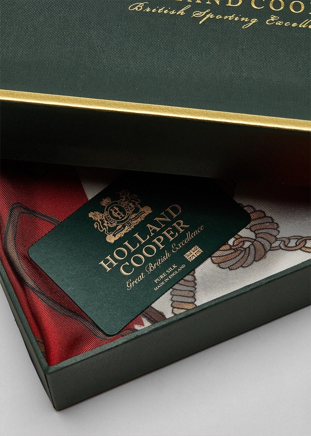 Regal Horse Silk Scarf - Racing Green & Heritage Red - 6