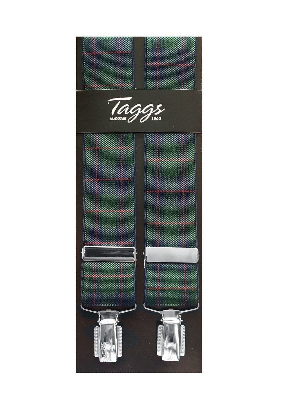 Tartan Clip Braces - Green, Blue and Red - 0