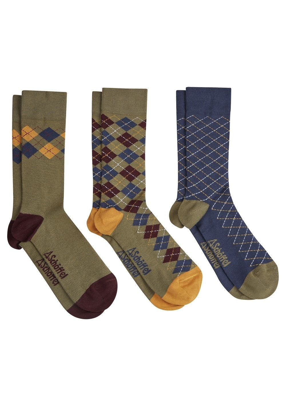 Bamboo Socks (Pack of 3) - Mustard Argyle - 1