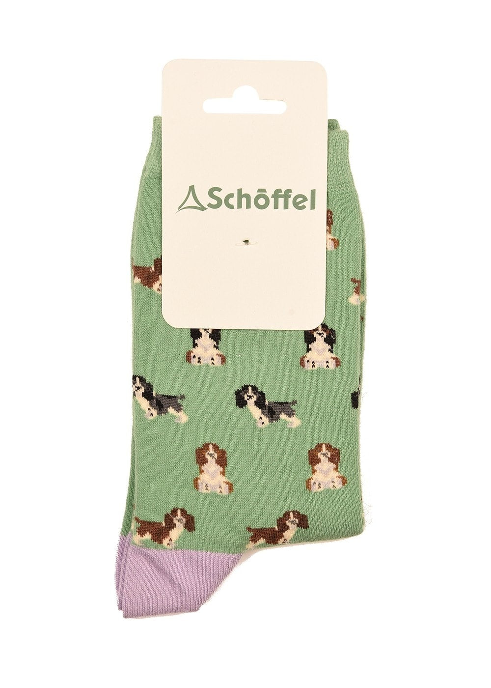 Cotton Socks - Green Spaniel - 1