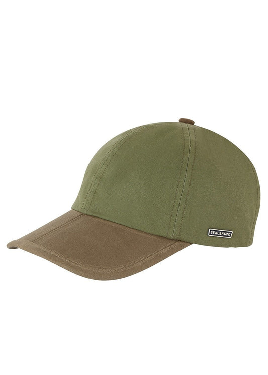 Marham Waterproof Oiled Canvas Cap - Olive and Brown - 1