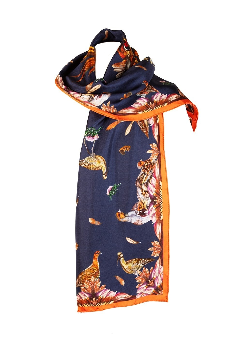 Grouse Misconduct Classic Silk Scarf - Navy and Seville - 1