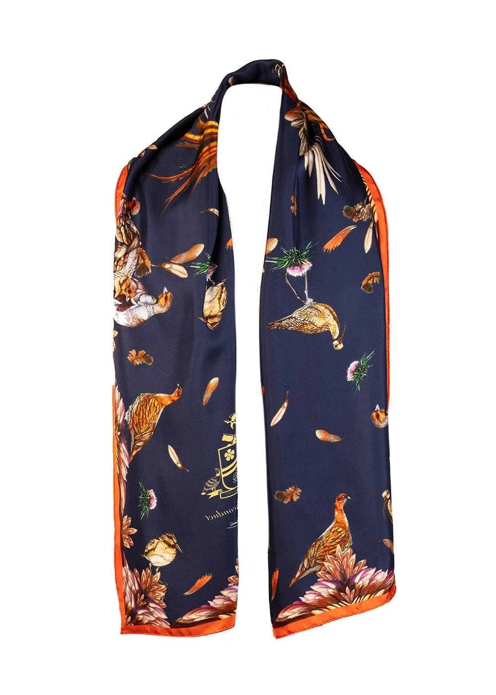 Grouse Misconduct Classic Silk Scarf - Navy and Seville - 4