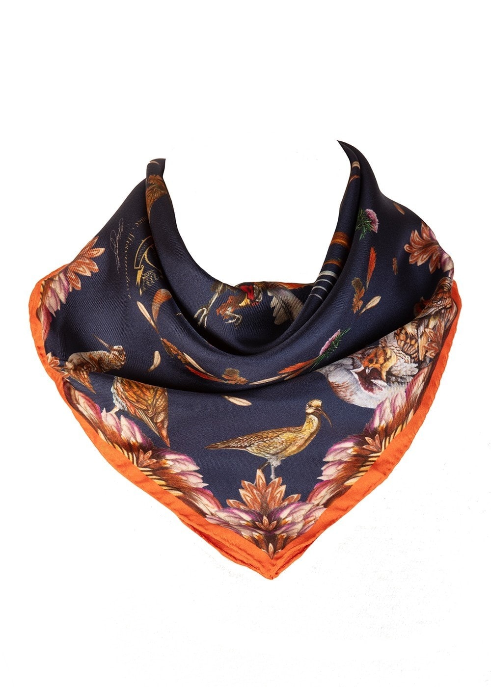 Grouse Misconduct Medium Silk Scarf - Navy and Seville - 1