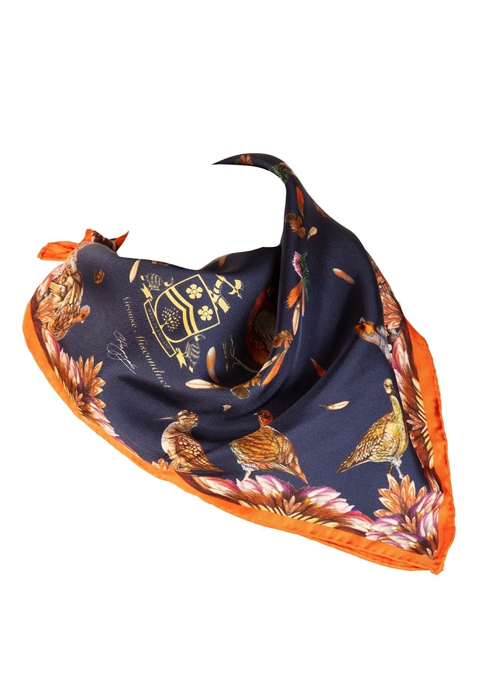 Grouse Misconduct Medium Silk Scarf - Navy and Seville - 2