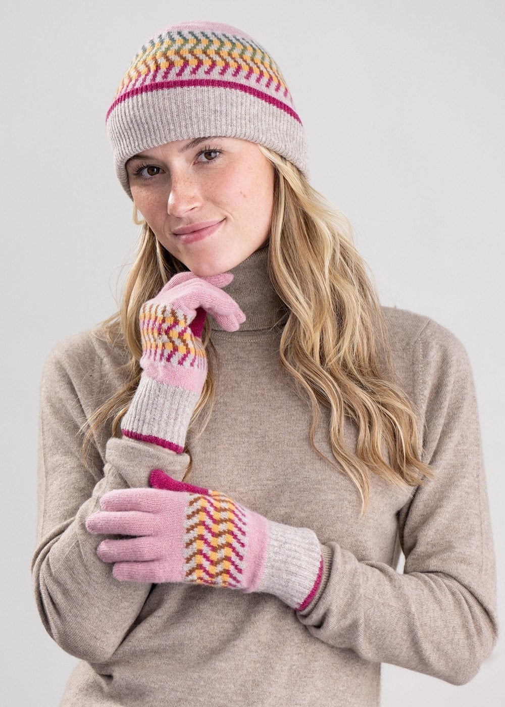 Cora Lambswool Gloves - Rose Beige - 1