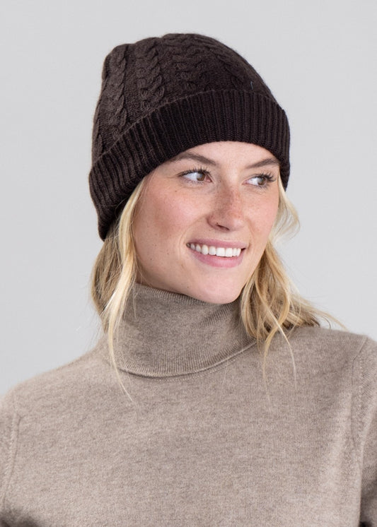 Cashmere Cable Hat - Ebony - 1