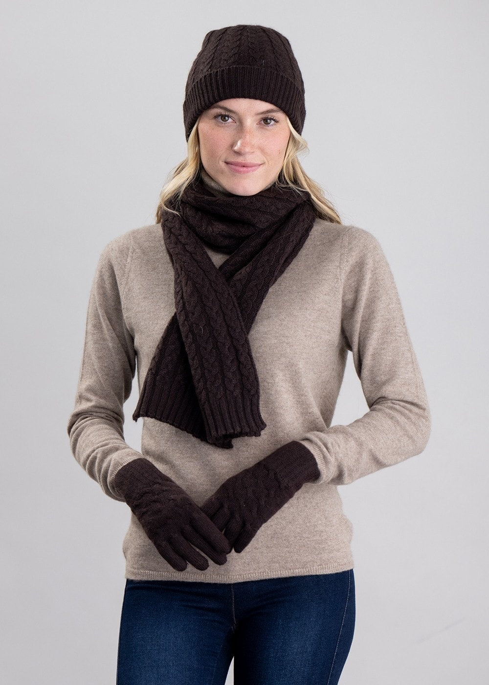 Cashmere Cable Hat - Ebony - 2