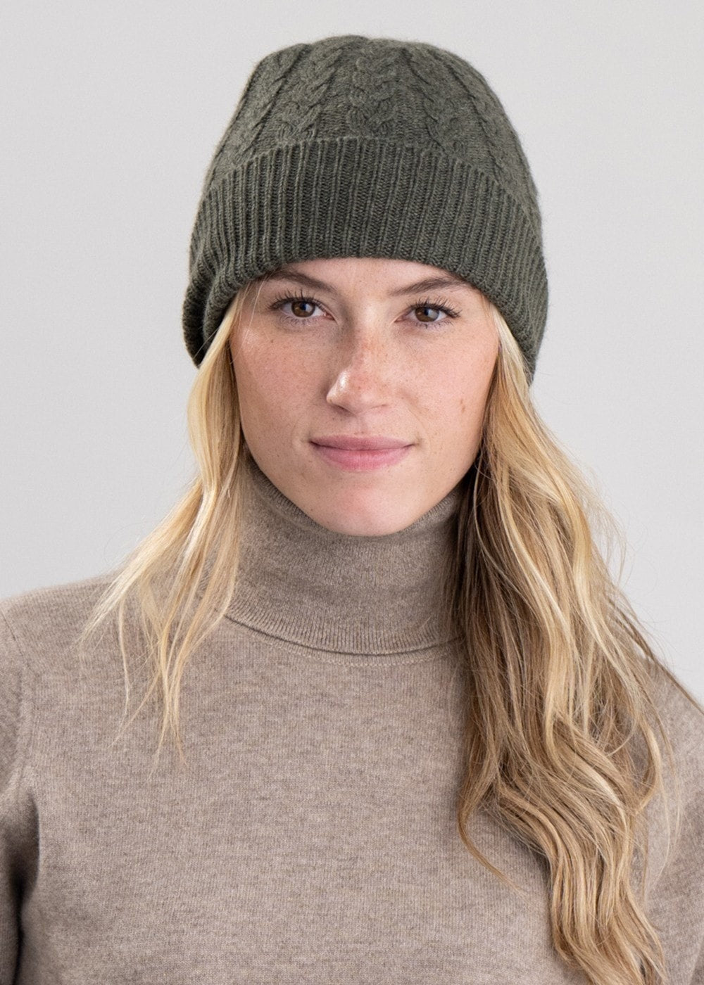 Cashmere Cable Hat - Loden Mix - 1