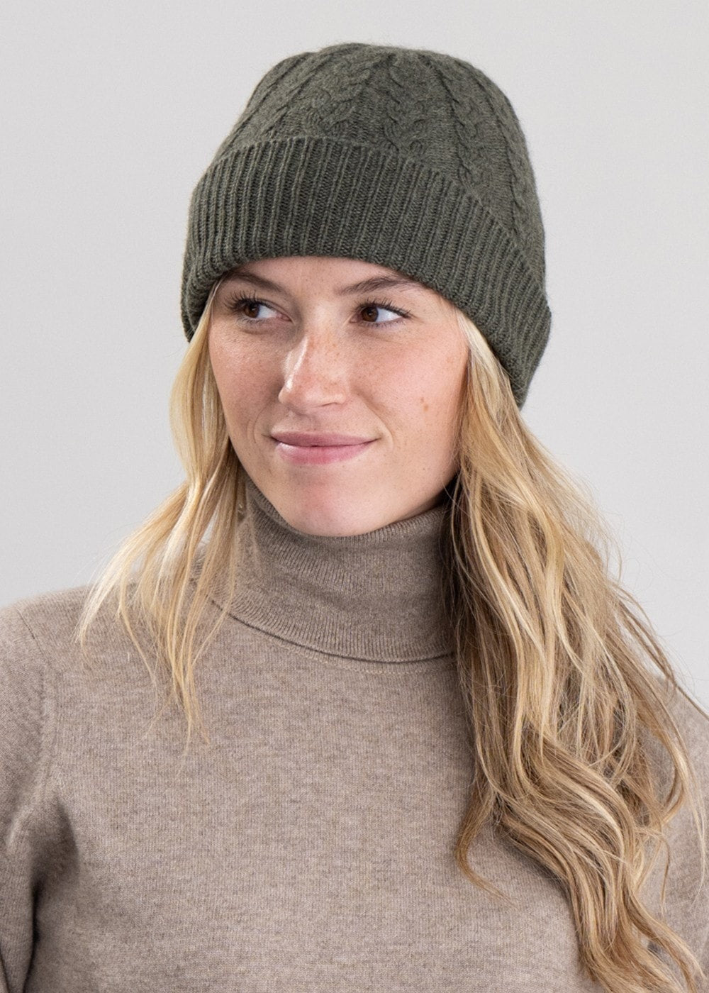 Cashmere Cable Hat - Loden Mix - 3