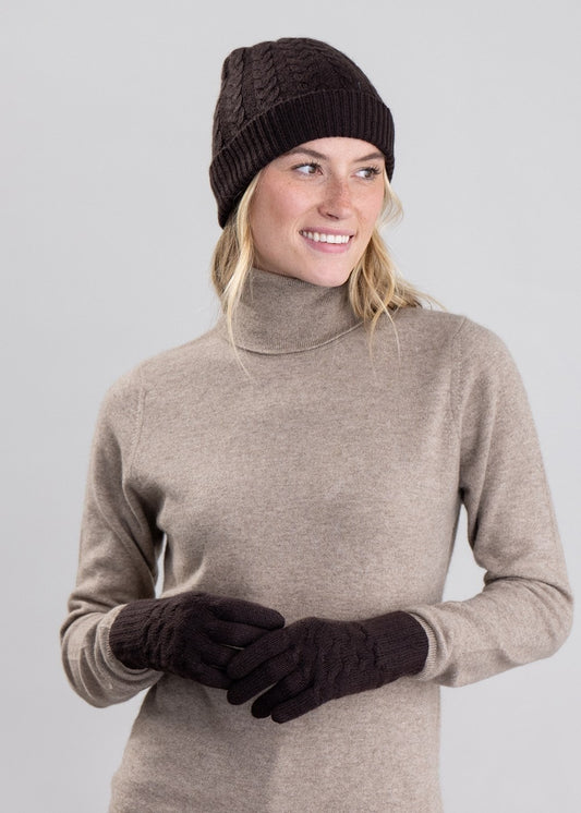 Cashmere Cable Gloves - Ebony - 1