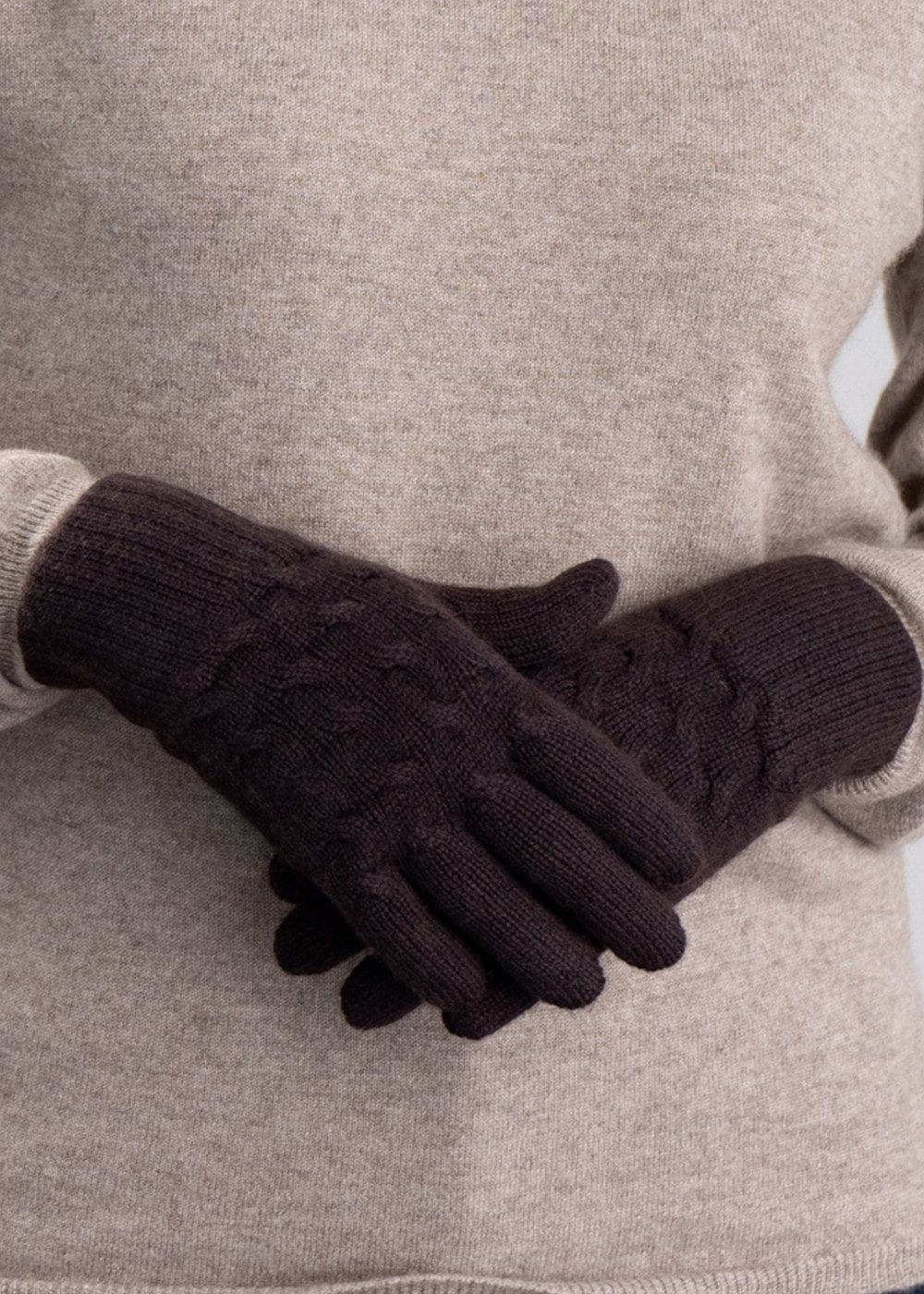 Cashmere Cable Gloves - Ebony - 2