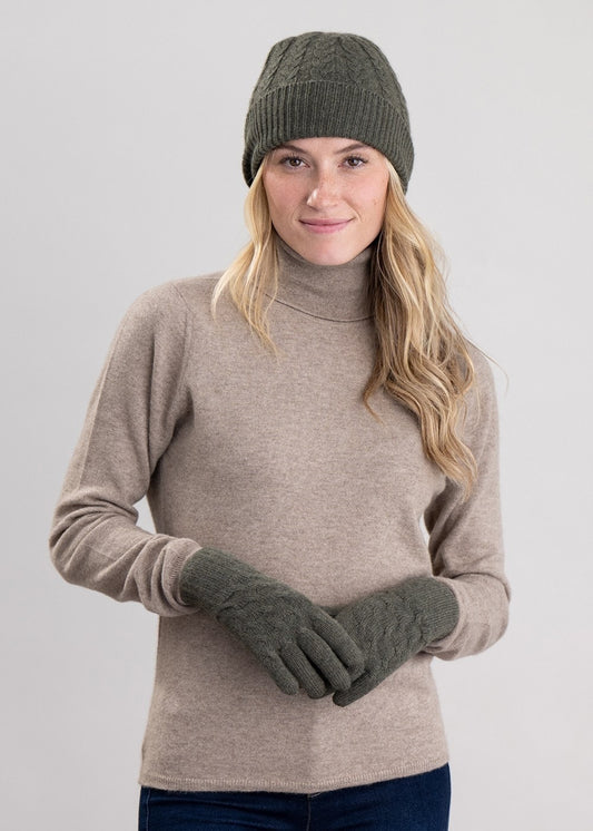 Cashmere Cable Gloves - Loden Mix - 1