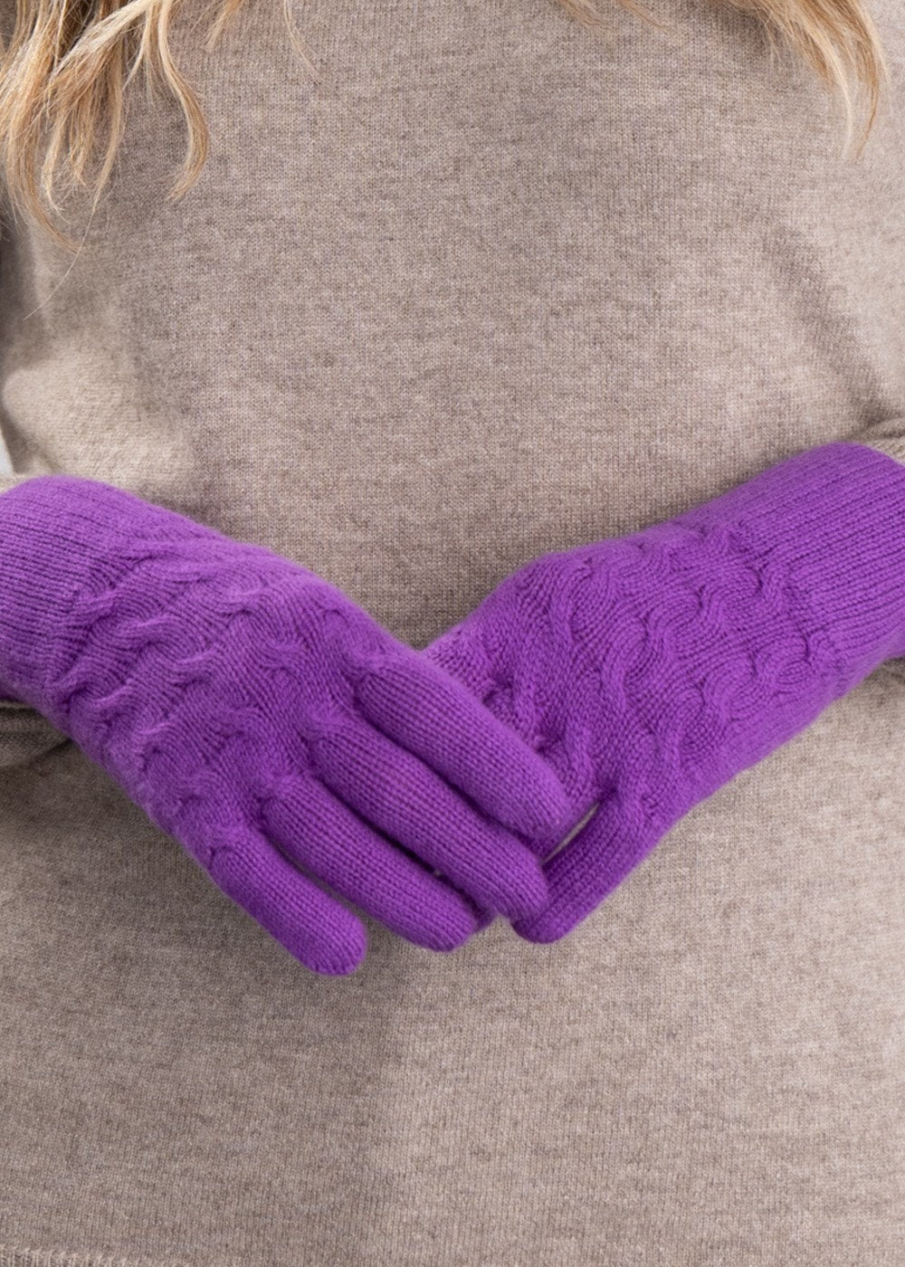 Cashmere Cable Gloves - Sari - 2