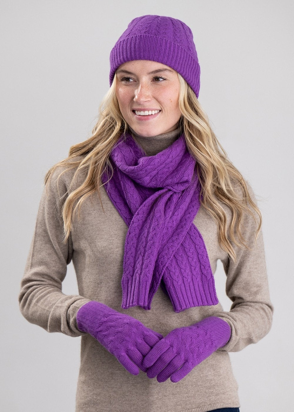 Cashmere Cable Gloves - Sari - 3