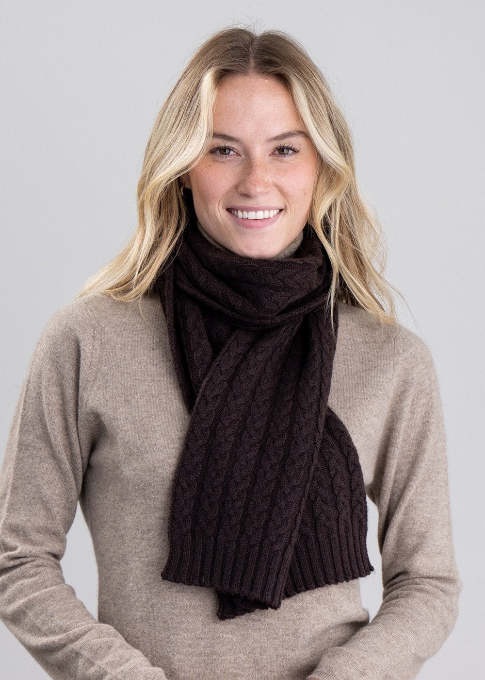 Cashmere Cable Scarf - Ebony - 2