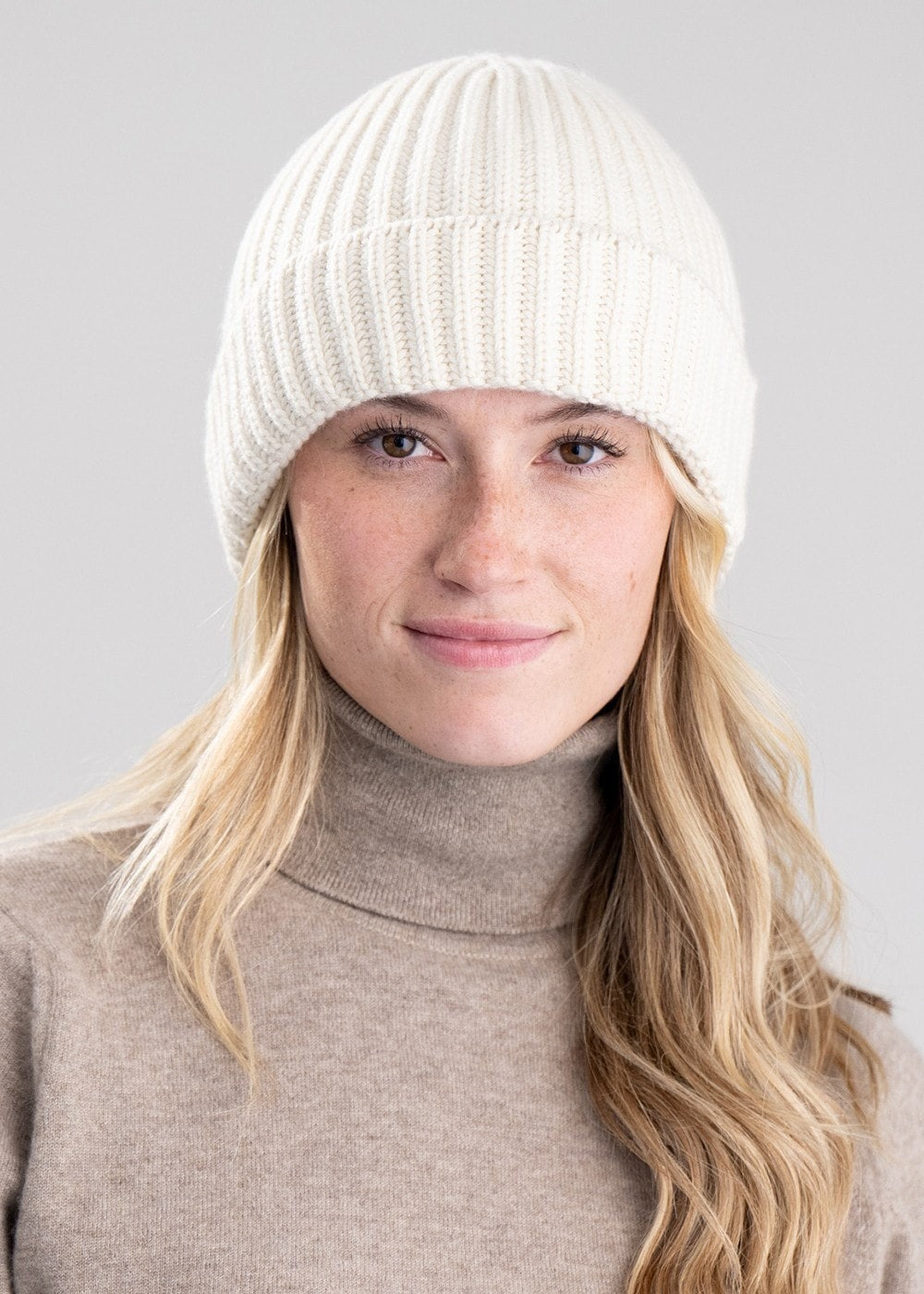 Jude Cashmere Beanie - White Undyed - 1