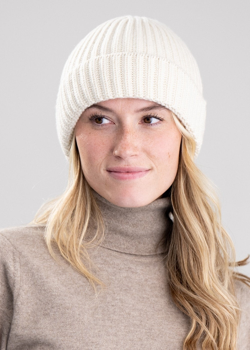 Jude Cashmere Beanie - White Undyed - 2