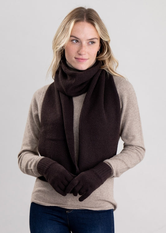 Cashmere Ribbed Scarf - Ebony - 0