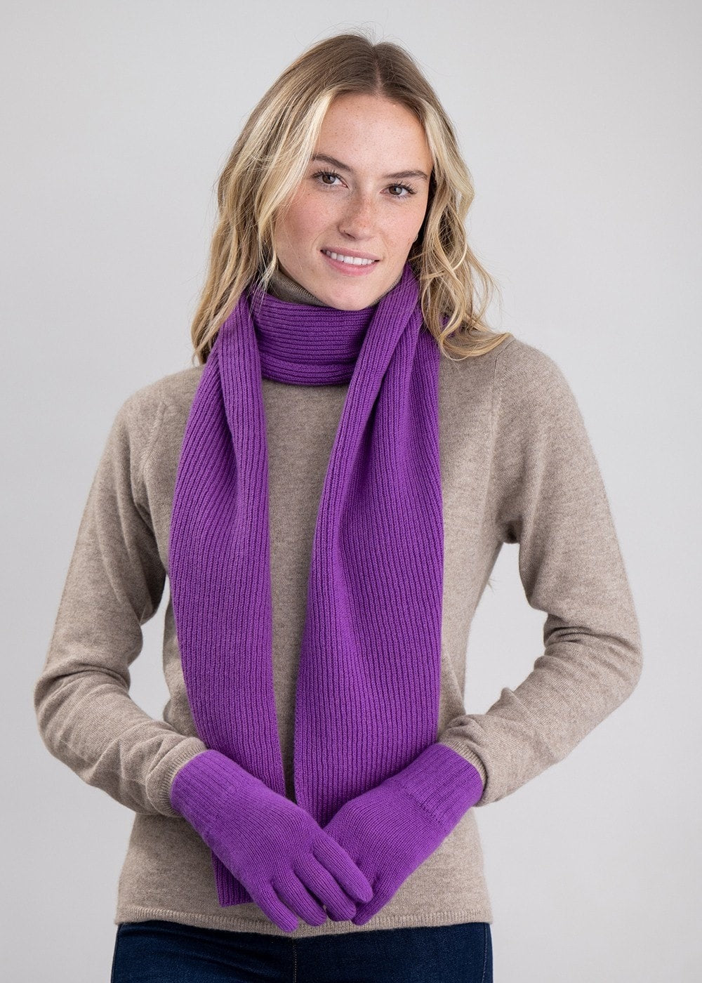 Cashmere Ribbed Scarf - Sari - 1