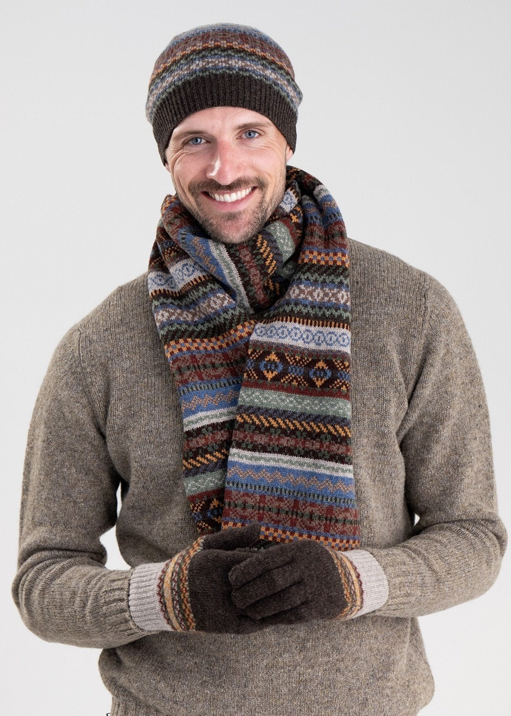 Brodie Lambswool Scarf - Coffee - 1