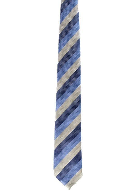 Minto Tie - Navy, Baby Blue and Cream Stripe - 0