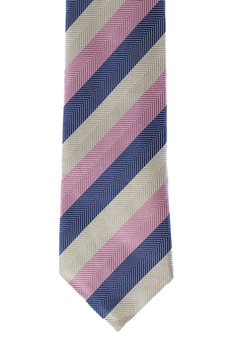 Minto Tie - Navy, Baby Pink and Cream Stripe - 1