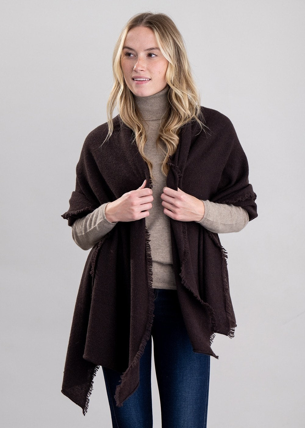 Poppy Cashmere Wrap - Ebony - 2