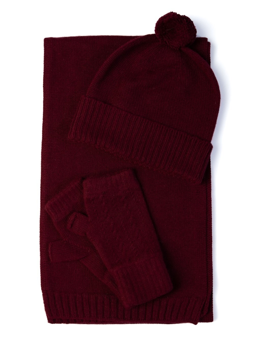 Briar Cashmere Pom Pom Beanie - Damson - 4