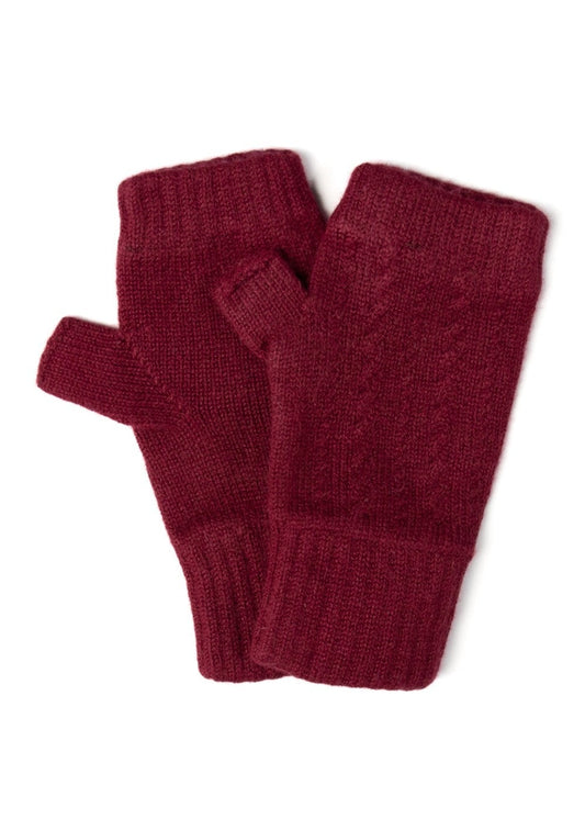 Briar Cashmere Fingerless Mittens - Damson - 1