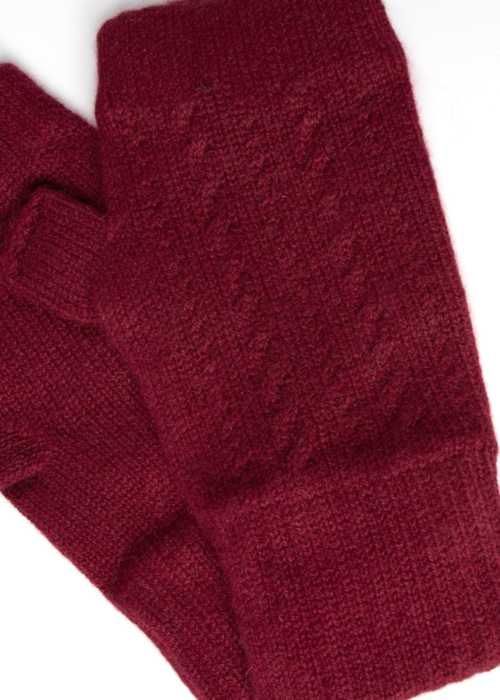 Briar Cashmere Fingerless Mittens - Damson - 2