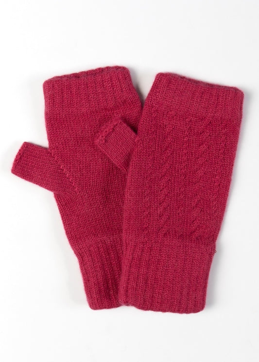 Briar Cashmere Fingerless Mittens - Valentine - 1