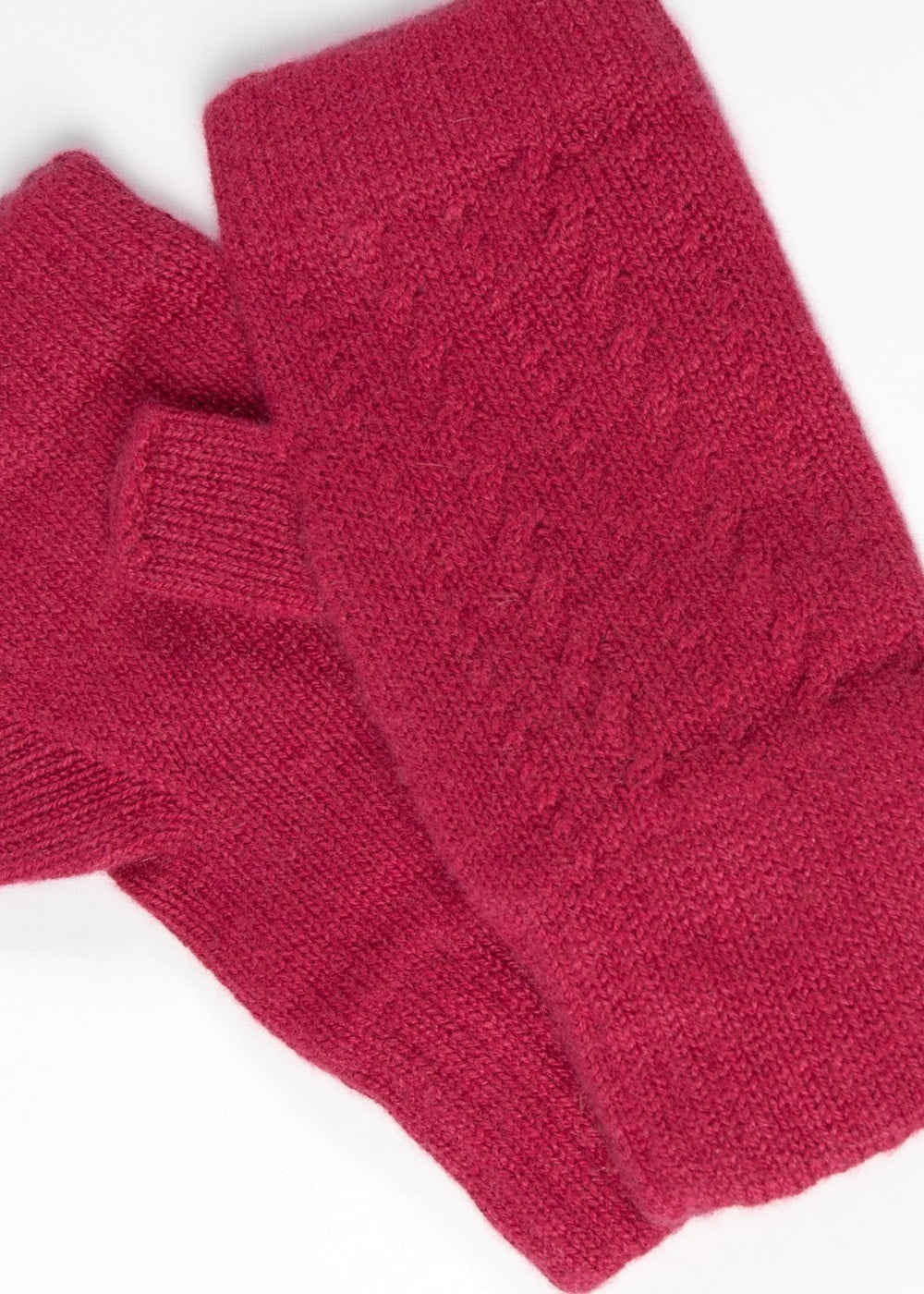 Briar Cashmere Fingerless Mittens - Valentine - 2