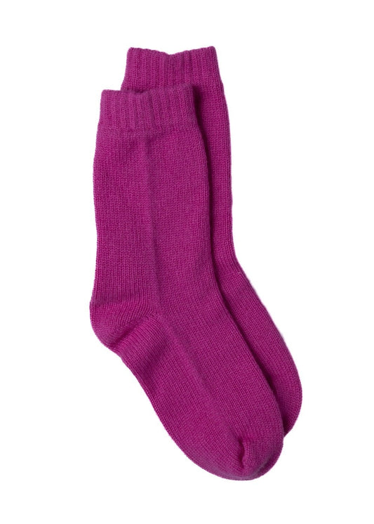 Briar Cashmere Bedsocks - Neon Rose - 1