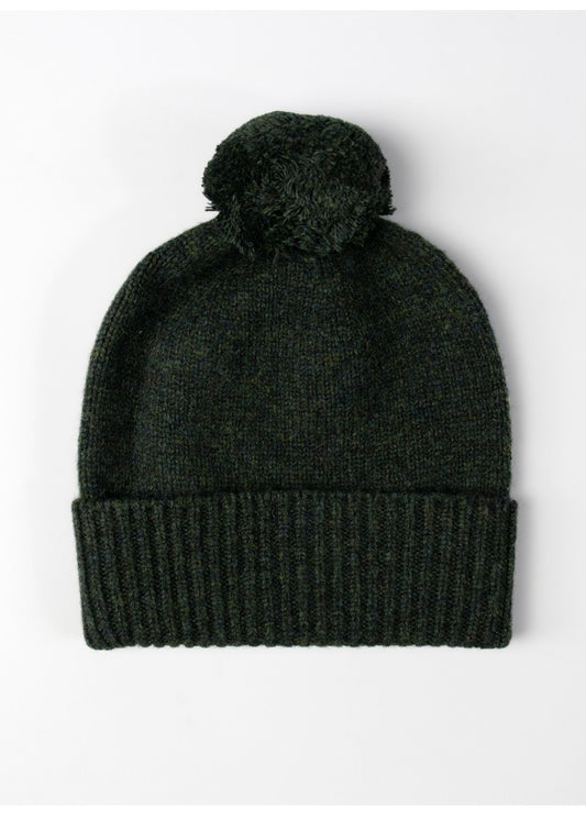 Fliss Lambswool Pom Pom Beanie - Pine - 1